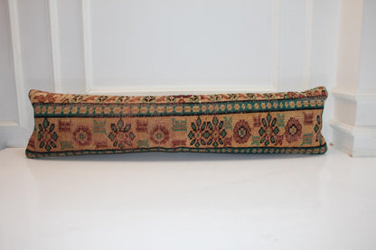 Handmade Turkish Kilim Lumbar Pillow Cover, Ethnic Bench Cushion 12x48