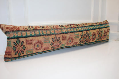 Handmade Turkish Kilim Lumbar Pillow Cover, Ethnic Bench Cushion 12x48