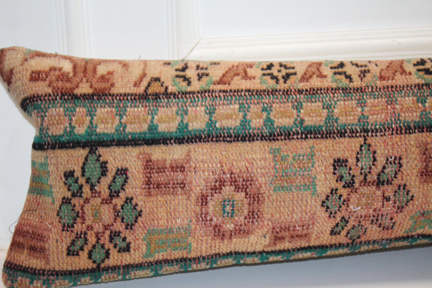 Handmade Turkish Kilim Lumbar Pillow Cover, Ethnic Bench Cushion 12x48