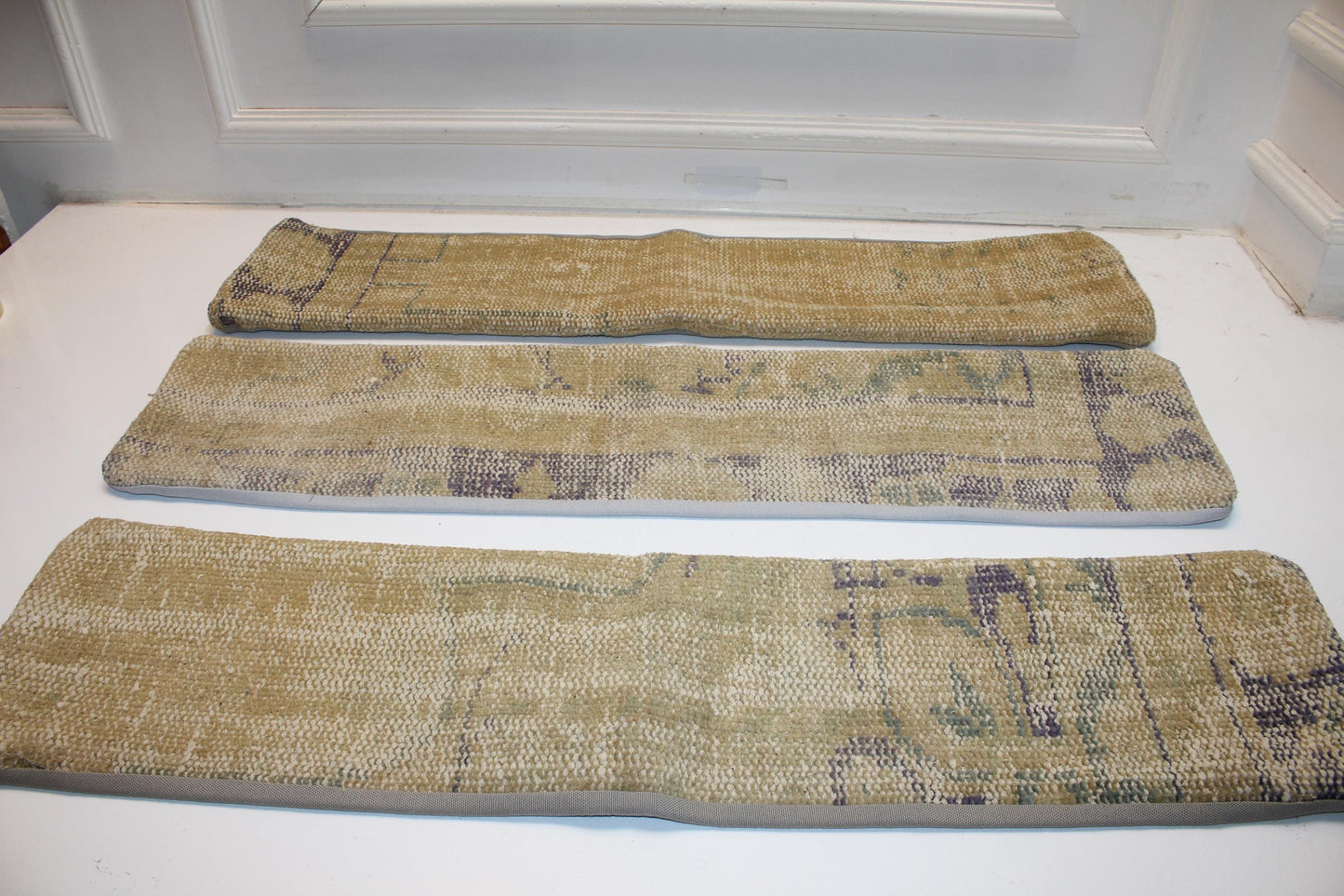 Set of 3 Handmade Turkish Kilim Lumbar Pillow Covers | Beige Gold Neutral Decor