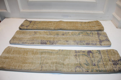 Set of 3 Handmade Turkish Kilim Lumbar Pillow Covers | Beige Gold Neutral Decor