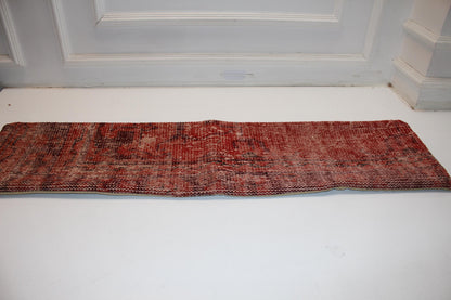 Terracotta Red Kilim Lumbar Pillow Cover, Rustic Turkish Bench Cushion 12x48