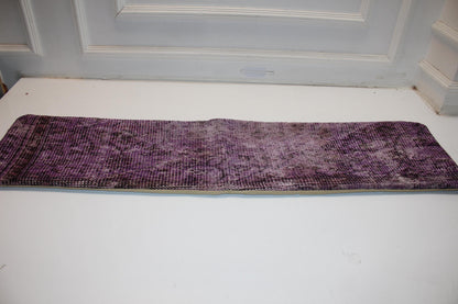 Purple Turkish Kilim Lumbar Pillow, Boho Bench Cushion 12x48