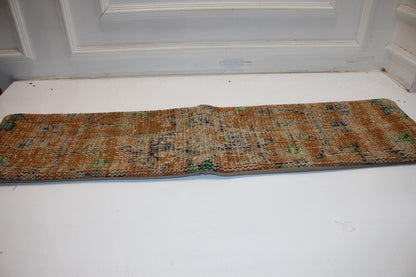 Handmade Turkish Kilim Lumbar Pillow Cover, Mustard Yellow, 12x48