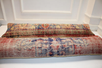 Set of 2 Vintage Turkish Kilim Lumbar Pillow Covers – Boho Rug Cushions, 12x48 Inch