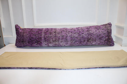 Set of 2 Purple Kilim Lumbar Pillow Covers, Vintage Turkish Rug
