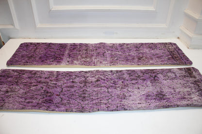 Set of 2 Purple Kilim Lumbar Pillow Covers, Vintage Turkish Rug
