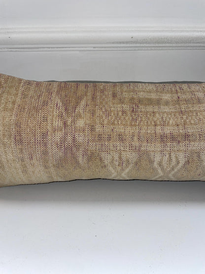 Neutral Beige Kilim Pillow Cover, Minimal Boho Farmhouse Decor, Long Rectangular Cushion