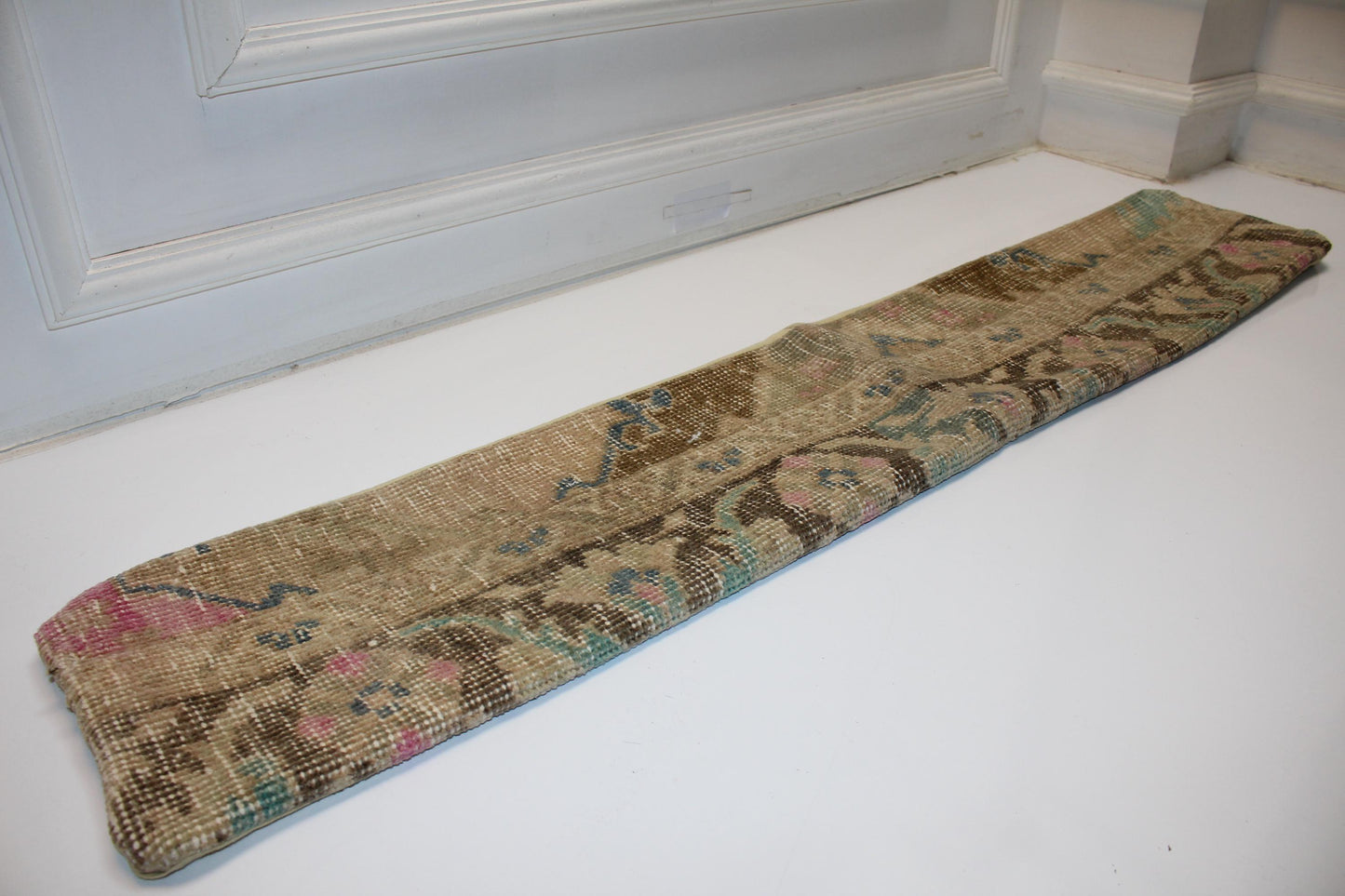 Floral Kilim Pillow Cover, Pastel Boho Long Cushion, Neutral Bench Sofa Decor