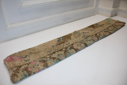 Floral Kilim Pillow Cover, Pastel Boho Long Cushion, Neutral Bench Sofa Decor