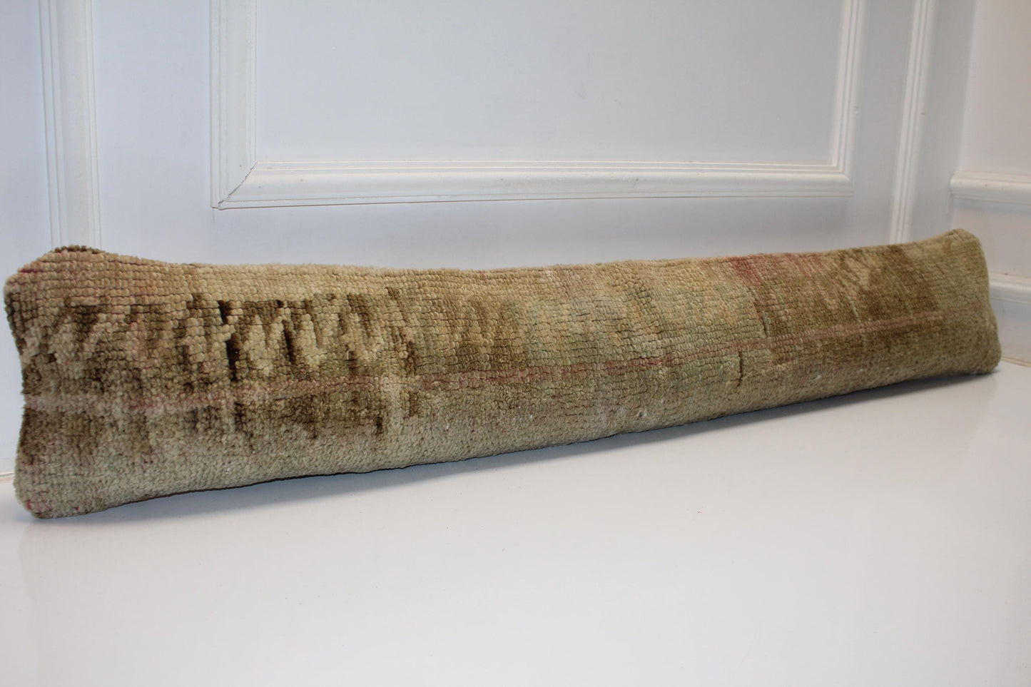 Faded Neutral Kilim Pillow Cover, Soft Earth Tone Long Cushion, Minimal Bench Decor