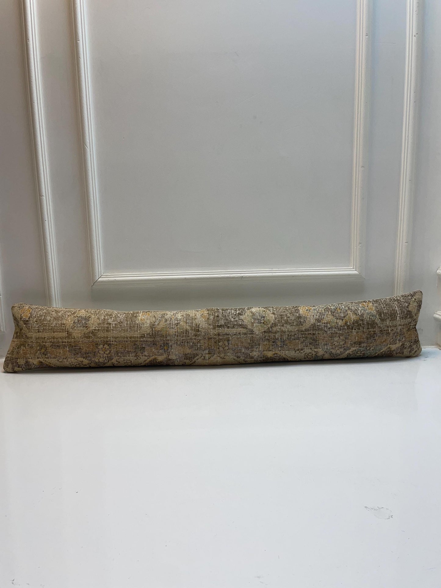 Distressed Neutral Kilim Pillow Cover, Soft Beige Long Cushion, Minimal Bench Decor