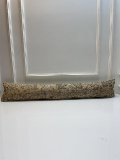 Distressed Neutral Kilim Pillow Cover, Soft Beige Long Cushion, Minimal Bench Decor