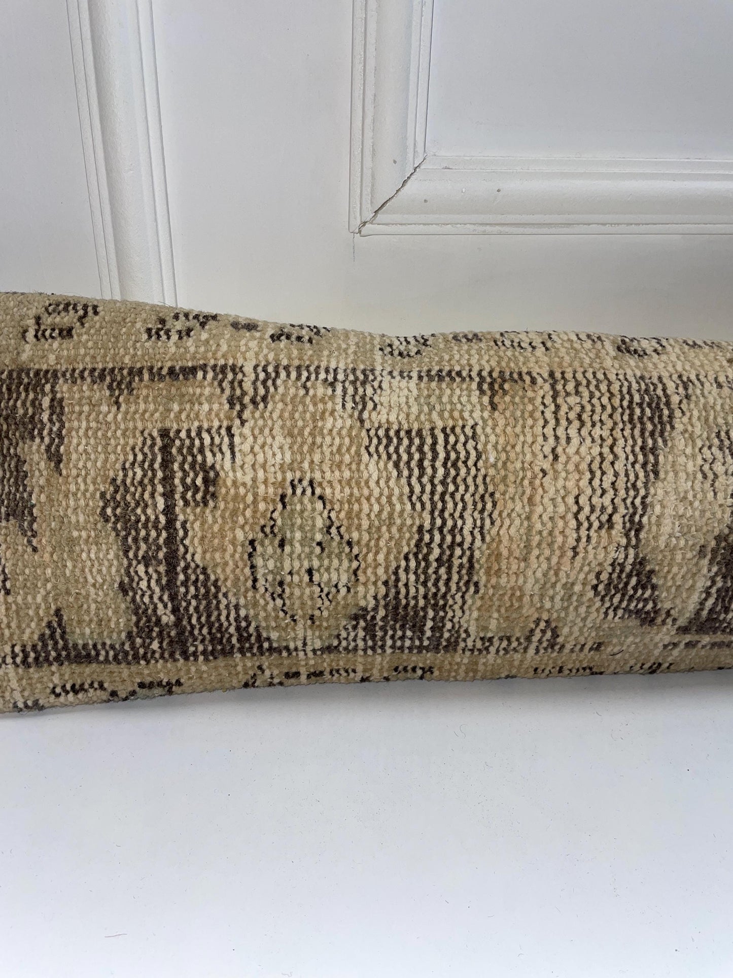 Neutral Kilim Pillow Cover, Subtle Geometric Pattern Long Cushion, Minimal Bench Decor
