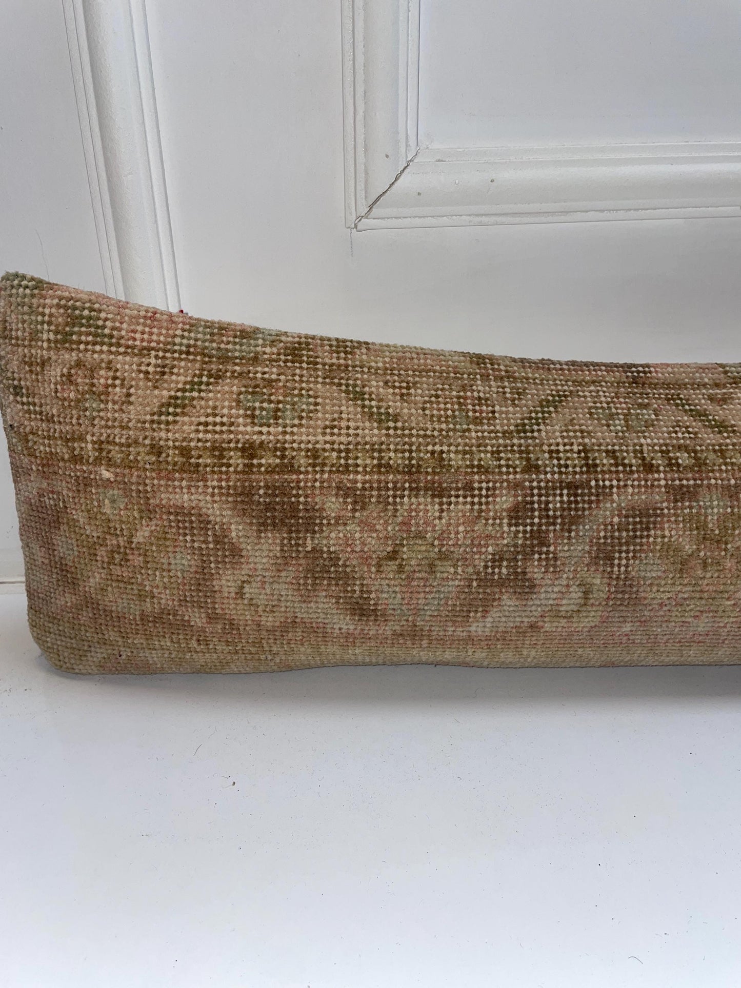 Soft Pattern Kilim Pillow Cover, Muted Pastel Long Cushion, Neutral Bench Decor