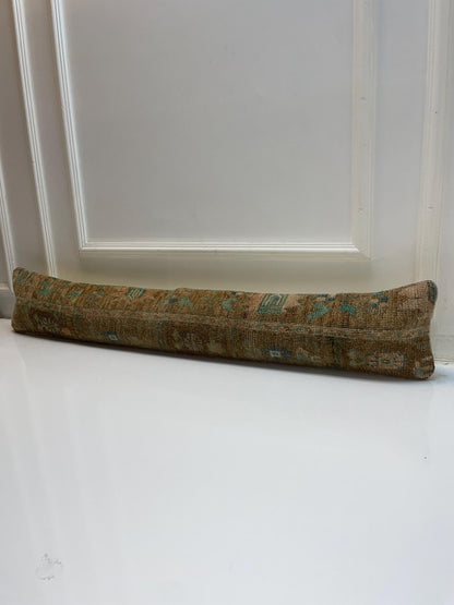 Turquoise Accent Kilim Pillow Cover, Soft Boho Long Cushion, Neutral Bench Decor