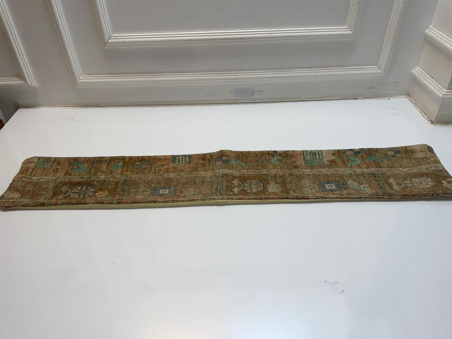 Turquoise Accent Kilim Pillow Cover, Soft Boho Long Cushion, Neutral Bench Decor
