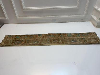 Turquoise Accent Kilim Pillow Cover, Soft Boho Long Cushion, Neutral Bench Decor