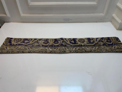 Navy Blue Patterned Kilim Pillow Cover, Classic Boho Long Cushion, Neutral Bench Decor