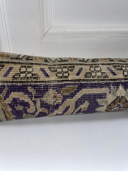 Navy Blue Patterned Kilim Pillow Cover, Classic Boho Long Cushion, Neutral Bench Decor