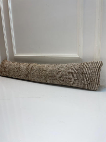 Minimal Neutral Kilim Pillow Cover, Soft Brown Beige Long Cushion, Bench Sofa Decor