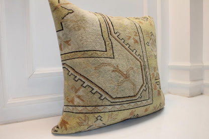 Vintage Turkish Kilim Pillow Cover | Boho Garden Cushion, 27x27 Inch