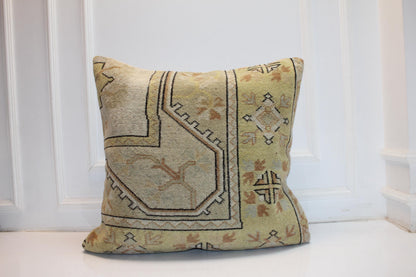 Vintage Turkish Kilim Pillow Cover | Boho Garden Cushion, 27x27 Inch