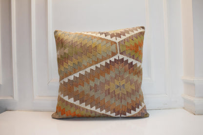 Earth Tone Zigzag Pattern Boho Cushion | Summer & Winter Garden Decor 27x27 ınch