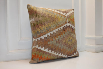 Earth Tone Zigzag Pattern Boho Cushion | Summer & Winter Garden Decor 27x27 ınch