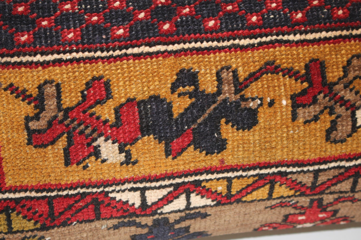 Handmade Kilim Pillow Cover: Red Beige Tribal Boho Cushion (12x24 inch)