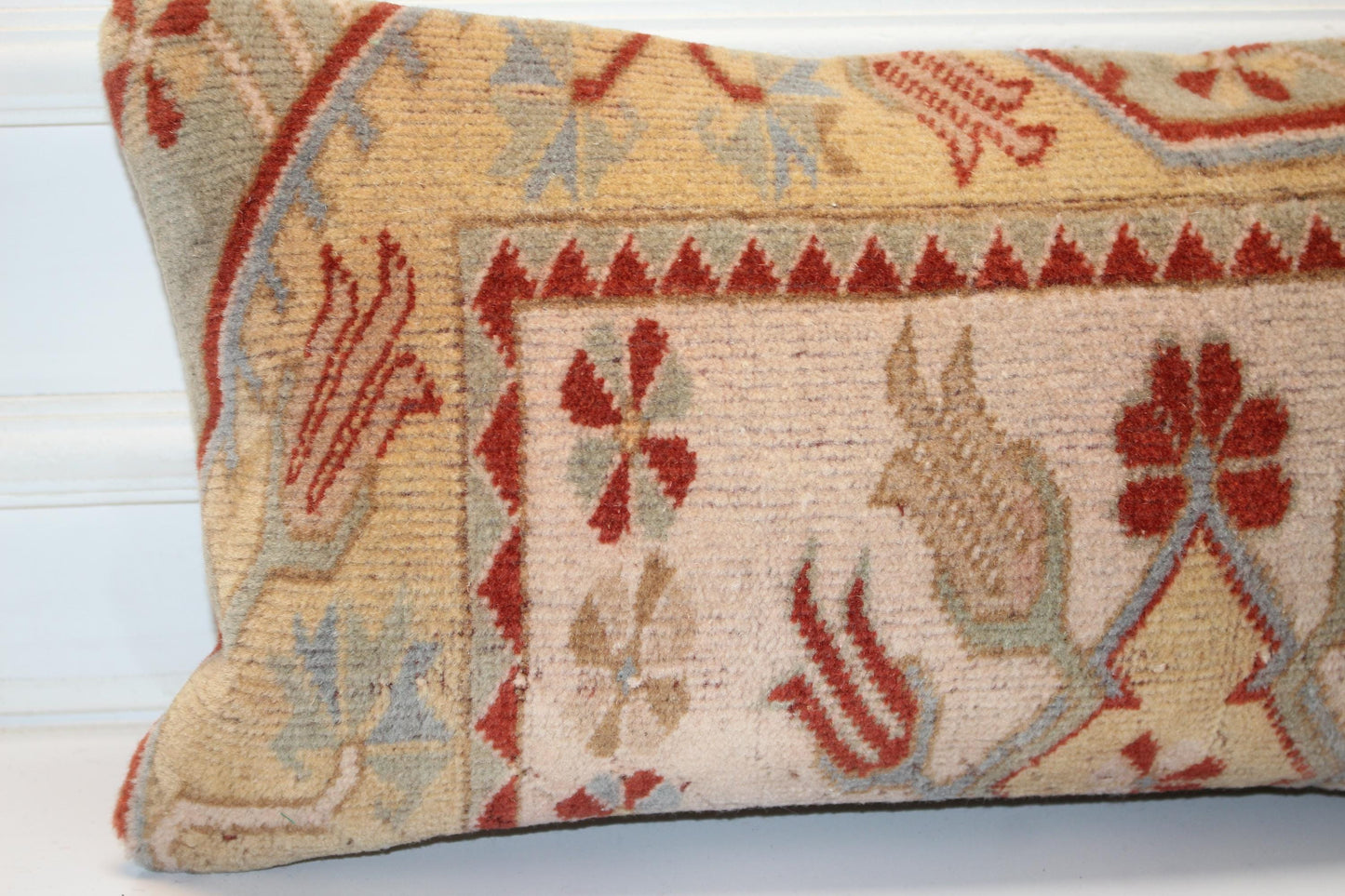 Handmade Kilim Pillow Cover: Upcycled Wool Tribal Boho Cushion (12x24 inch)