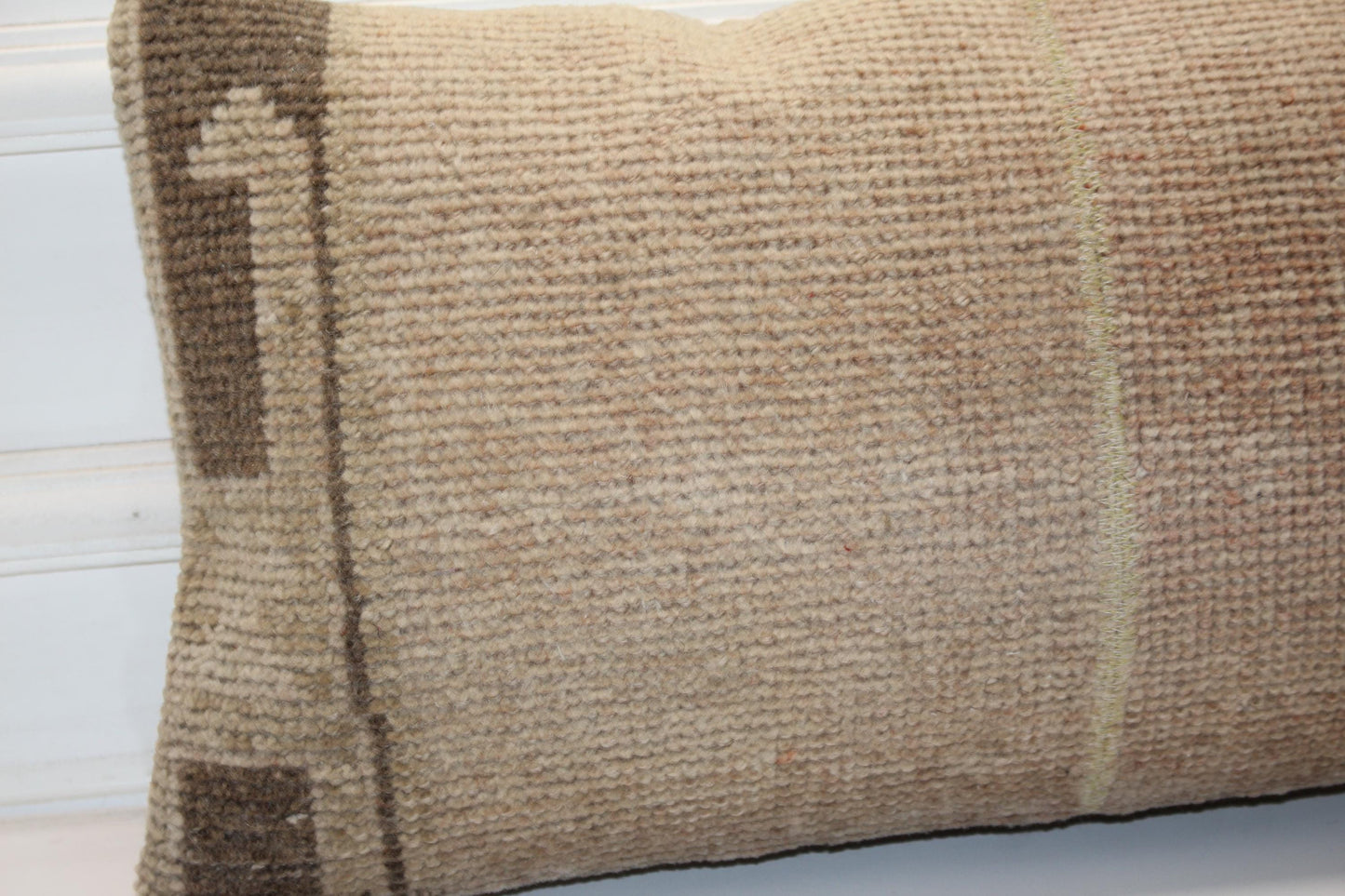 Handmade Kilim Pillow Cover: Upcycled Wool Rug, 12x24 Earth Tone Boho Cushion
