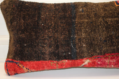 Handmade Kilim Pillow Cover: Upcycled Wool Rug, 12x24 Lumbar Accent
