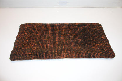 Dark Minimal Kilim Lumbar Pillow 12x24 Charcoal Rust Boho Cushion Cover Modern Rustic Accent