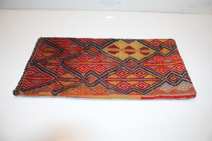 Handmade Kilim Pillow Cover: Upcycled Wool Rug, Boho Accent Cushion 12x24