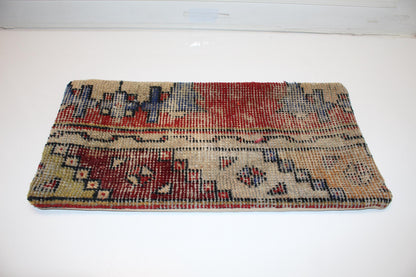 Faded Anatolian Kilim Lumbar Pillow 12x24 Vintage Boho Cushion Cover Neutral Rustic Tribal Accent