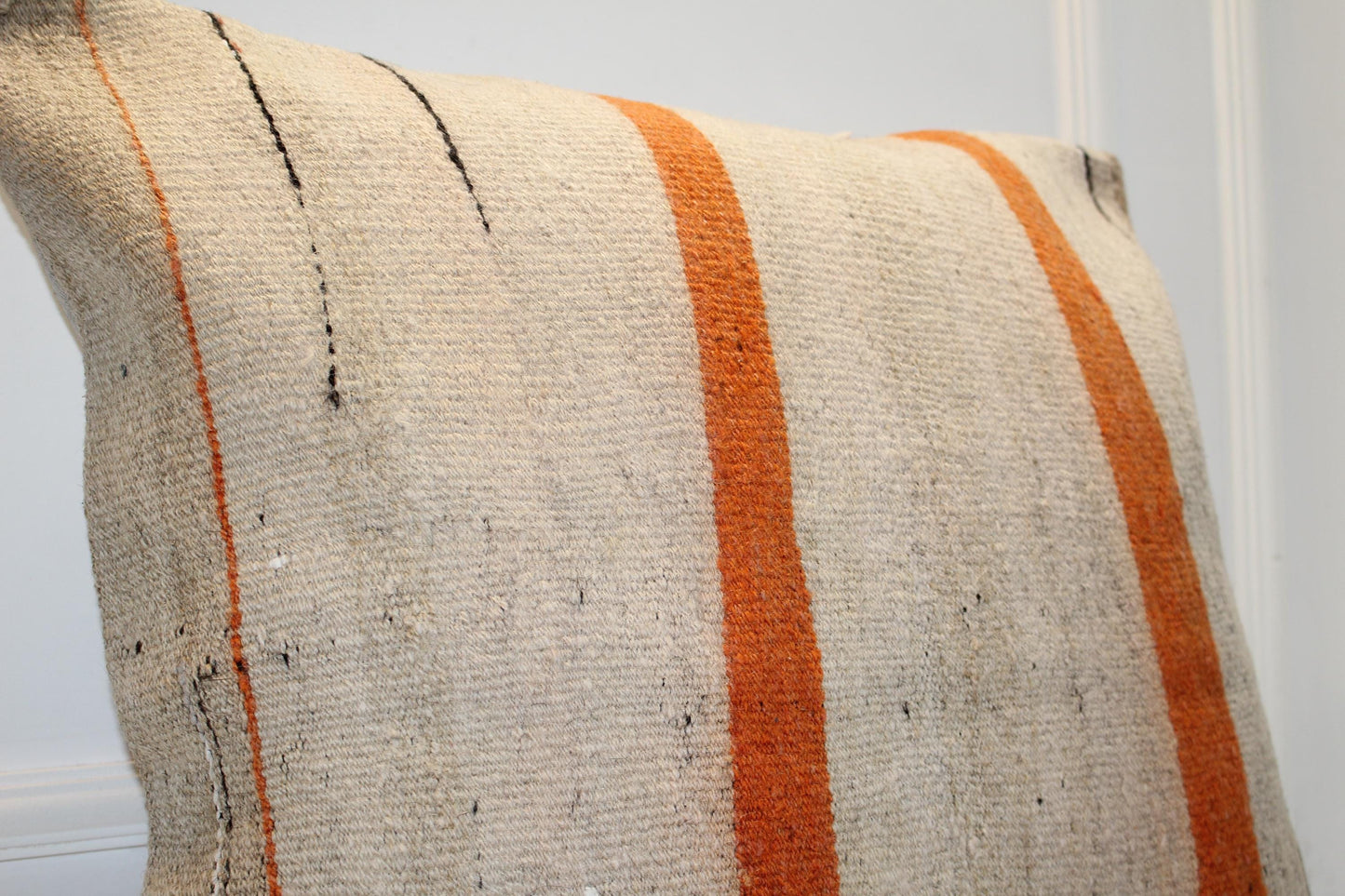 Vintage Turkish Kilim Pillow Cover, Striped Boho Cushion, 27x27 Inch