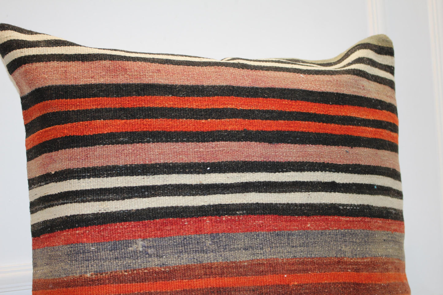 Vintage Turkish Kilim Pillow Cover, Rustic Boho Cushion, 27x27 Inch