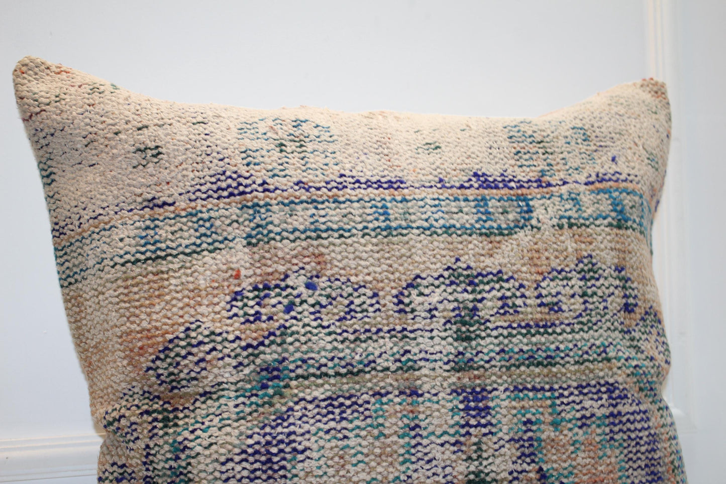 Vintage Turkish Kilim Pillow Cover, Boho Ethnic Cushion, 27x27 Inch