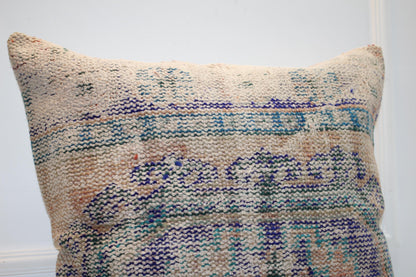 Vintage Turkish Kilim Pillow Cover, Boho Ethnic Cushion, 27x27 Inch