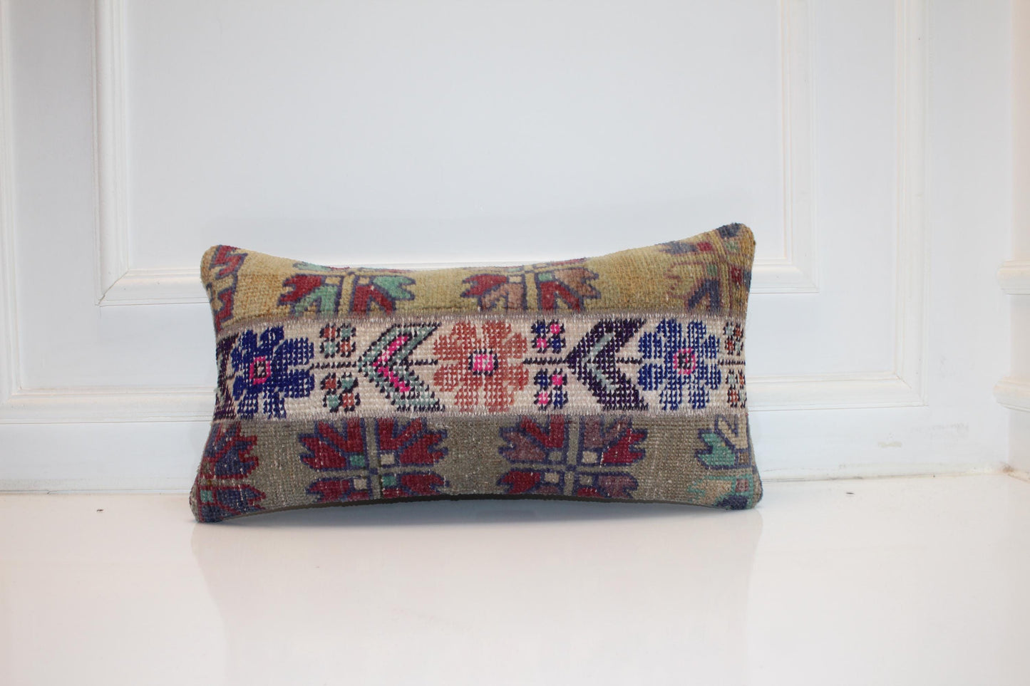 12x24 inc Boho Tribal Cushion, Handmade Anatolian Rug Pillow, Neutral Earth Tones