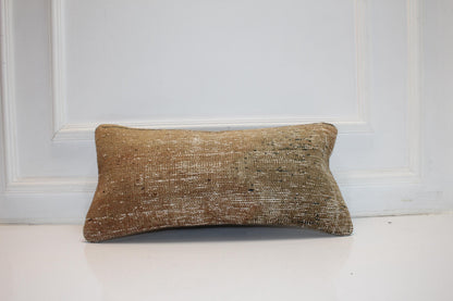 12x24 inc Solid Back Cushion, Neutral Rustic Boho Decor, Handmade Anatolian Rug Pillow