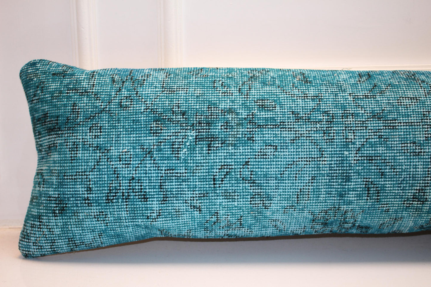 Extra Long Bench Pillow, Textured Teal Lumbar Cushion, Modern Minimalist Seating Decor,12X48