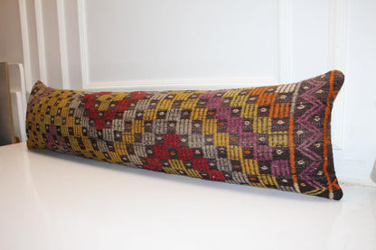 Colorful Geometric Textured Lumbar Cushion, Artistic Modern Seating Decor 12X48