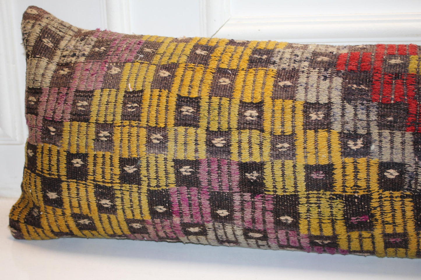 Colorful Geometric Textured Lumbar Cushion, Artistic Modern Seating Decor 12X48