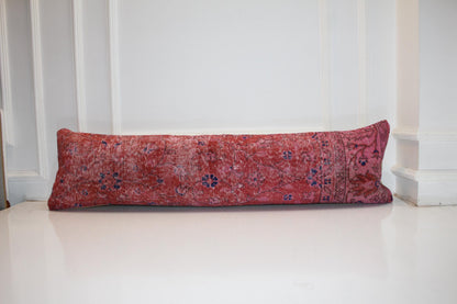 Long Rose-Toned Weave Strip, Scattered Blossom Impressions on Warm Field, Horizontal Fabric Accent 12X48