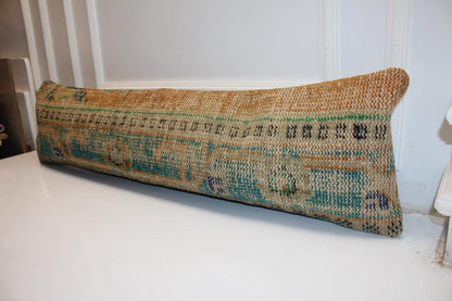 Long Lumbar Cushion, Boho Tribal Rug Pillow, Rustic Farmhouse Entryway Decor 12X48