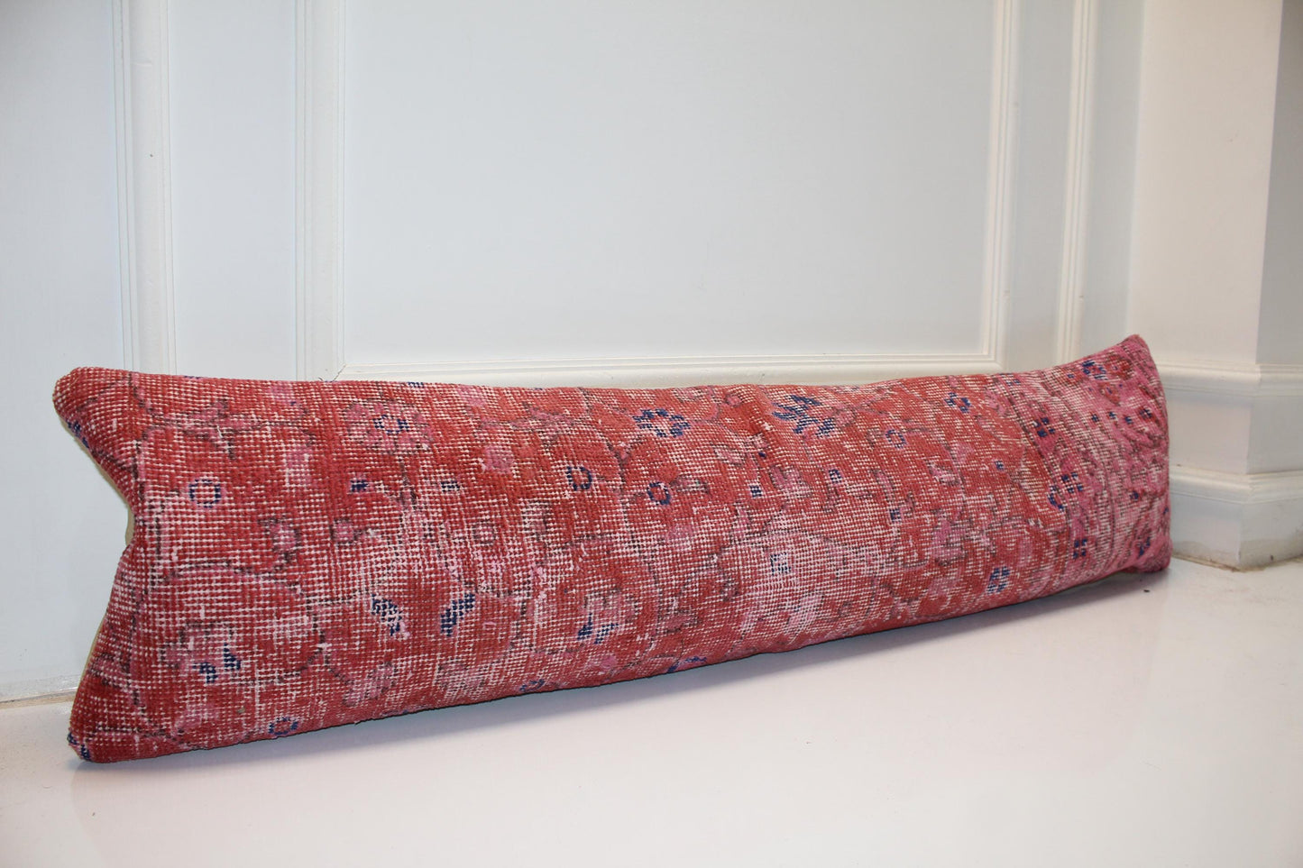 Extra Long Lumbar Cushion, Red Boho Rug Pillow for Entryway, Farmhouse & Rustic Decor 12X48