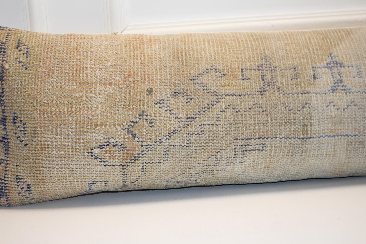 Handmade Kilim Lumbar Pillow Cover, Upcycled Woven Rug, Boho Wabi Sabi Decor (12x48)