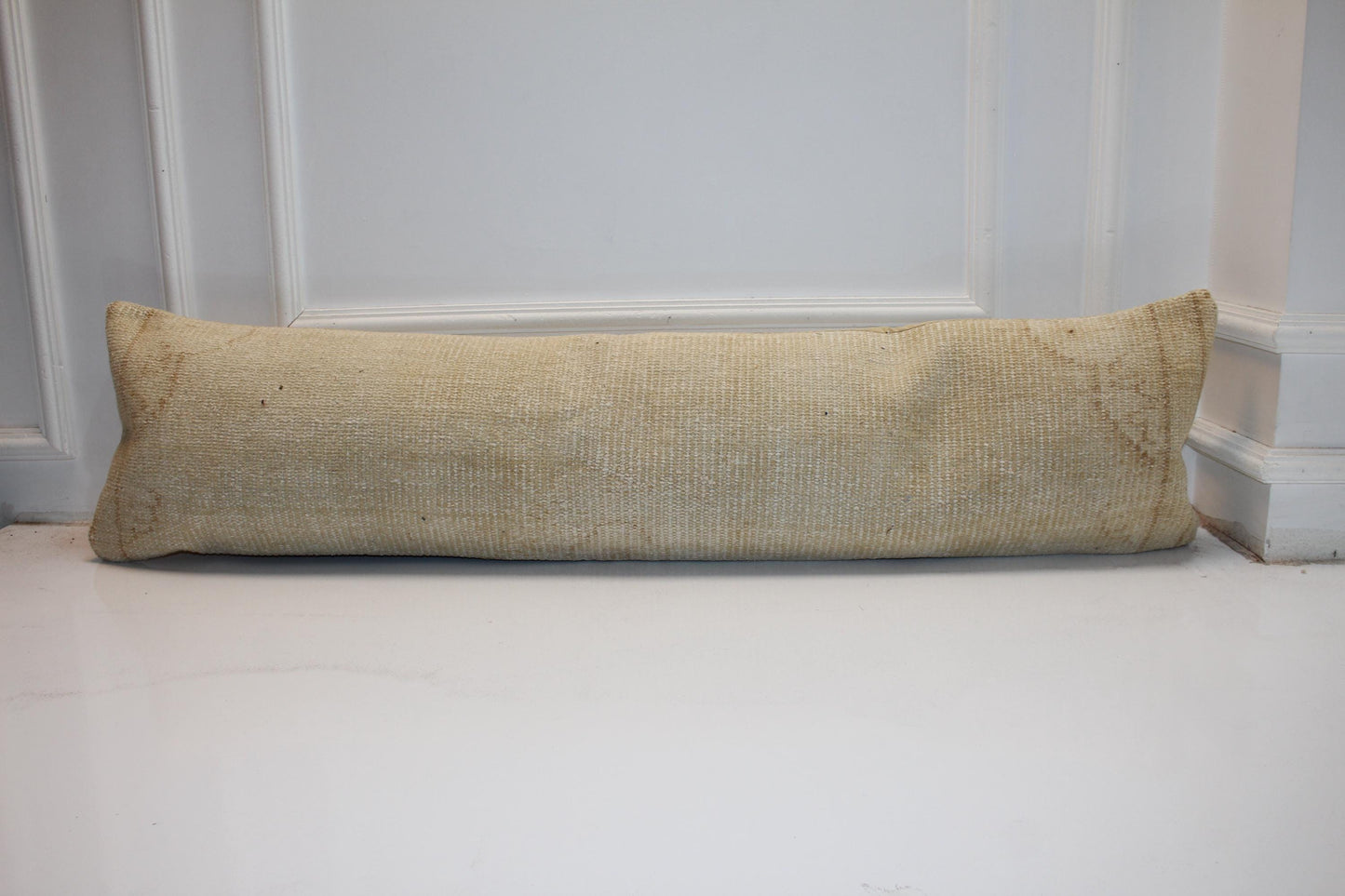 Extra Long Lumbar Cushion, Solid Neutral Boho Rug Pillow for Entryway & Minimal Decor 12X48